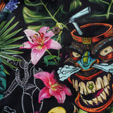 Tiki Hawaiian Shirt 100% Cotton Men's Short Sleeve Camp Collar Aloha Shirt Tiki And Hula Girl