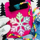 Multi-Colored Chenille/Sequin Snowflake Patch Heliconia Tee Unisex T-shirt, Sweatshirt, Hoodie, Long Sleeve Tee