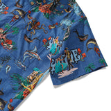 Men's Hawaiian Shirt Short Sleeve Button-down 100% Cotton Blue Aloha Hot Paradise Beach