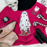 Sequins Cowgirl Ghost Patch Trendy Ribbed Crewneck Heliconia Unisex T-shirt, Sweatshirt, Hoodie, Long Sleeve Tee