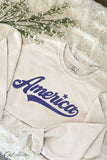 America Cropped Thermal Vintage Pullover