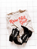 Raise Hell Girl Feminist Crop Muscle Tank Tee - Ivory