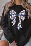 Baseball Coquette Bow Graphic Brushed Sweatshirts