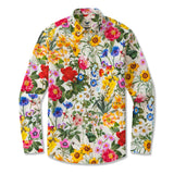 Long Sleeve Hawaiian Shirt For Men Sunlight Florals 100% Cotton Button-down Aloha Shirt