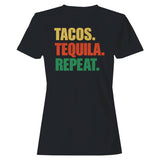 Tacos Tequila Repeat Colorful Quote Women's T-Shirt