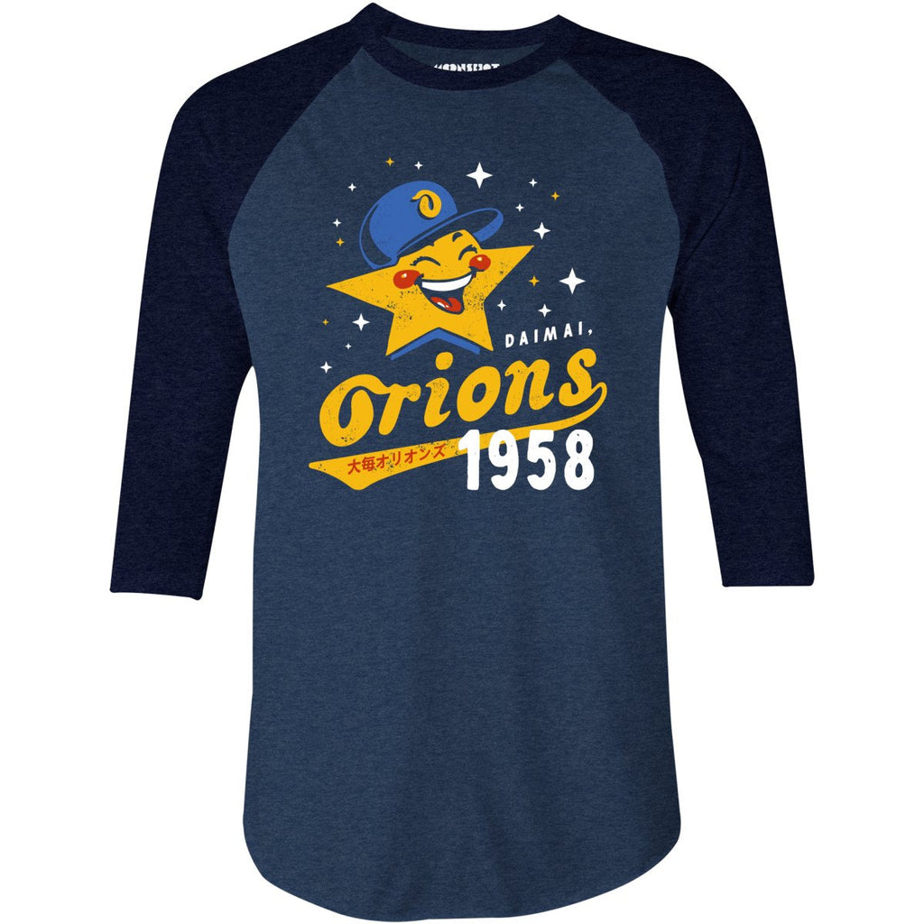 Daimai Orions - Vintage Defunct Baseball Teams - 3/4 Sleeve Raglan T-Shirt