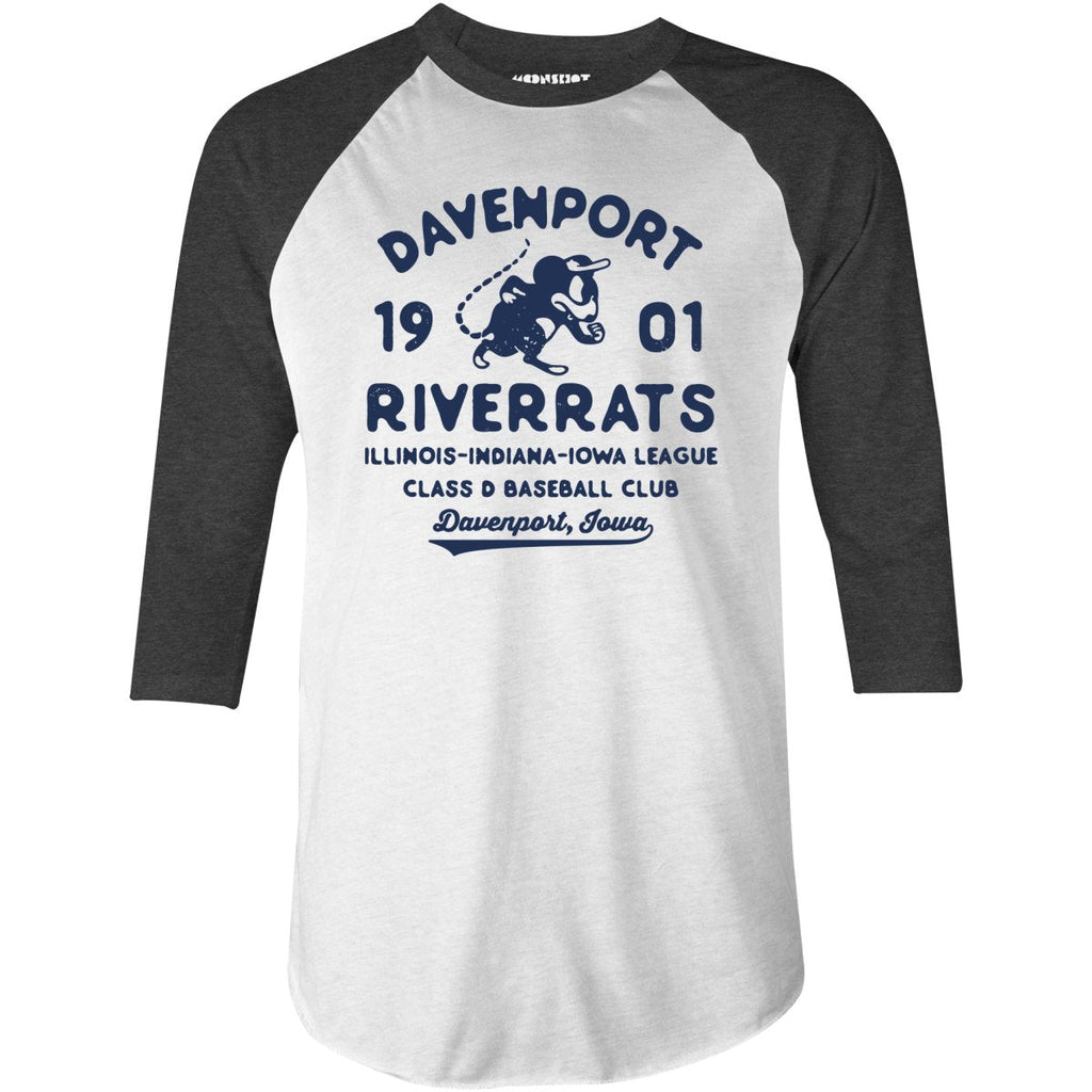 Davenport River Rats - Iowa - Vintage Defunct Baseball Teams - 3/4 Sleeve Raglan T-Shirt