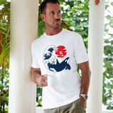 Hawaiian Tee For Men The Killer Wave Tee Crew Neck 100% Cotton - WHITE The Killer Wave - White