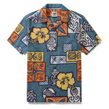 Floral TIKI Hawaiian Shirt For Men Flower Print Camp Collar 100% Cotton Shirt Tiki Shirt