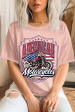 Motorcycle America Flag Mineral Graphic Tshirts