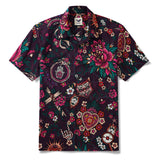 Valentine's Day Hawaiian Love Shirt 100% Cotton Men's Short Sleeve Camp Collar Shirt Black Aloha Shirt Unique Hawaiian Love Shirt