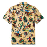 Men's Hawaiian Shirt Short Sleeve Button-down 100% Cotton Orange Aloha Western Highway Adventure
