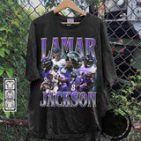 Lamar Jackson Vintage 90s Graphic Tee - Bootleg Football Shi