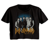 Def Leppard - Blue Fade Background Womens Crop Tee