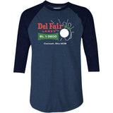 Del Fair Lanes v2 - Cincinnati, OH - Vintage Bowling Alley - 3/4 Sleeve Raglan T-Shirt