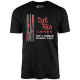 Del Rio Lanes - Downey, CA - Vintage Bowling Alley - Unisex T-Shirt