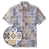 Sicilian Shirt Summer Hawaiian Shirt For Men Colorful Button-down Short Sleeve 100% Cotton Vintage Shirt Mediterranean Passion