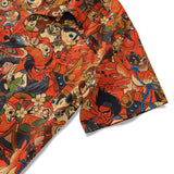 Men's Hawaiian Shirt Short Sleeve Camp Collar 100% Cotton Red Aloha Good Fortune Spirits