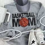 Basketball Mom Sequin Patch Sport Grey Sweatshirt