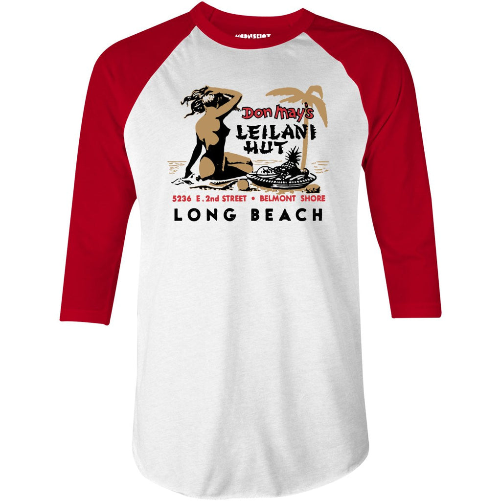 Don May's Leilani Hut - Belmont Shore, CA - Vintage Tiki Bar - 3/4 Sleeve Raglan T-Shirt