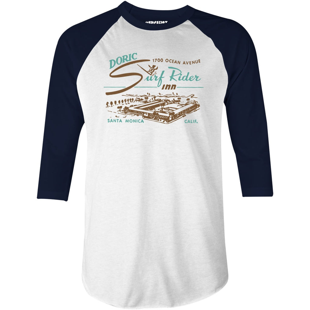 Doric Surf Rider Inn - Santa Monica, CA - Vintage Hotel - 3/4 Sleeve Raglan T-Shirt