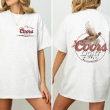 Coors Light Pheasant 2 Sided Shirt, Vintage Pheasant Hunting Graphic Printed Tshirt, Duck Hunt T-shirt, Unisex Hunter Tee, Cotton Casual Womenswear Style001
