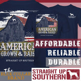 American Grown Barn - Rustic Barn with American Flag T-Shirt - Navy Style001