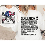 Custom Year Gen X 2 Side T-shirt, 1965-1980 Gen X Skull Flag Shirt, Hose Water and Neglect Flag Gen X Shirt