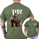 Camo Hunter Trummp With Miler Lite Beer Shirt 2-Sided, Vintage Men's Buck Hunting Tshirt, Beer Drinking Tee, Unisex Hunt Tops, Classic Casual Menswear