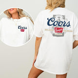 Coors Banquet Beer 2-Sided Shirt for Men and Women, Beer Drinking Tshirt, Country Girl Tee, Wild West Graphic Top, Cotton Fabric Casual Womenswear Style001