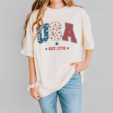 1776 America 4th of July Shirt, USA Floral Flowers Shirt, Comfort Shirt for Women, Retro America Shirt, 1776 Shirt, Comfort Oversized Tshirt, Independence Day Shirt for Her, Him, American Flag Tee, Fourth of July Shirt T-Shirt, July 4th Shirt, Women Top