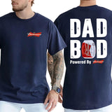 Budweiser Dad Bod Powered By Budweiser Tshirt 2-Sided, Funny Beer Drink Shirt for Men, Drinking Tee for Daddy, Casual Cotton Top, Classic Menswear
