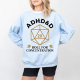ADHD&D Roll for Concentration Shirt, ADHD Unisex Tee DnD NAT 20 Shirt, Dungeons and Dragons Dnd T-shirt, DnD Vintage Tee, RPG Gift, Dungeons and Dragons Dnd Sweatshirt Hoodie