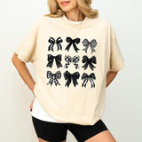 Coquette Black Checkered Bow Shirt, Dark Coquette Graphic Printed Tee, Gothic Bows Shirt Unisex Graphic