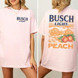 Busch Light Peach Scenic 2 Sides Graphic Shirt, Vintage Beer Drinking Shirt For Women, Cotton Printed Top, Casual Drink Tee, Comfort Fabric Womenswear