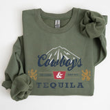 Cowboys and Tequila, Retro, Beer, Vintage, Cowboy Sweatshirt, Women's Crew Neck, Crewneck Casual Comfort Womenswear ComfortableÂ Graphic