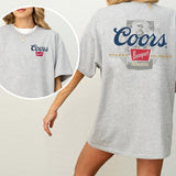 Coors Banquet Beer 2-Sided Shirt for Men and Women, Beer Drinking Tshirt, Country Girl Tee, Wild West Graphic Top, Cotton Fabric Casual Womenswear Style001