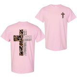 Christian T-Shirt, Camo Cross Design With Philippians 413 Verse, Perfect For Faithful Believers And Outdoorsmen