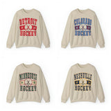 90s All Team Hockey Sand Color Sweatshirt, Vintage Hockey Jersey, Retro Style Crewneck Sweatshirt, Unisex Hockey Sweatshirt, Gift for Hockey Fan, Gift