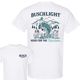 Busch Light Head For The Mountains Fishing T-Shirt, 2 Side T-Shirt, Full Color, Trendy To Timeless, For Men, For Women Style001