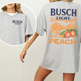 Busch Light Peach Scenic 2 Sides Graphic Shirt, Vintage Beer Drinking Shirt For Women, Cotton Printed Top, Casual Drink Tee, Comfort Fabric Womenswear