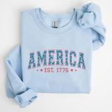 America, 1776, Patriotic, 4th of July Sweatshirt, Women's Crew Neck, Crewneck Casual Comfort Womenswear ComfortableÂ Graphic