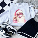 Bubblegum Santa Sweatshirt - Ash Grey - Sublimation - Christmas - Unisex Jersey Sweatshirt