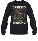 Drinking Thinking Skull Scholar T Shirt