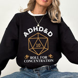 ADHD&D Roll for Concentration Shirt, Dungeons and Dragons Dnd T-shirt, DnD Vintage Tee, ADHD Unisex Tee DnD Shirt, RPG Gift, Dungeons and Dragons Dnd Sweatshirt Hoodie