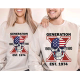Custom Est.Year 1974 Proud Member Skull GenX 2 Side Shirt, Halloween Skull Generation GenX T-shirt, Proud Member Generation X Shirt Style001