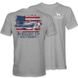 Bass America - Largemouth Bass and American Flag T-Shirt Style001