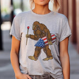Bigfoot Tees USA Bigfoot Tshirt Sasquatch Patriotic Top Flamingo Bigfoot T-shirt Retro Bigfoot Tshirt Fun Flamingo Tee Bigfoot Fun T-shirt