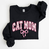 Cat Mom, Coquette, Pink Bows, Trend, Girly, Soft Girl Era Sweatshirt, Women's Crew Neck, Crewneck Casual Comfort Womenswear ComfortableÂ Graphic