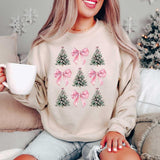 Coquette Bow Christmas Sweatshirt, Christmas Tree Shirt, Christmas Sweatshirt, Girly Christmas Sweater, Coquette Bow Sweater